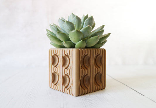 3d print wood plant pot, 3-7 inch small plant pot or large plant pot, succulent pot, plant pot indoor use, indoor succulent planter