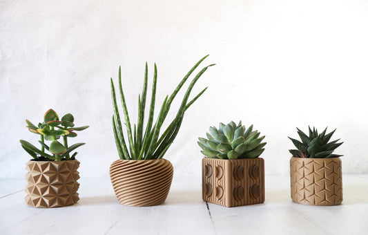 3d print wood plant pot set (4pcs), 3-4 inch small plant pot or large plant pot, succulent pot, plant pot indoor use, indoor planter